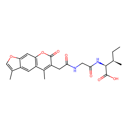 (2S,3R)-2-(2-(2-(3,5-dimethyl-7-oxo-7H-furo[3,2-g]chromen-6-yl)acetamido)acetamido)-3-methylpentanoic acid structure