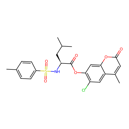 6-chloro-4-methyl-2-oxo-2H-chromen-7-yl N-[(4-methylphenyl)sulfonyl]-L-leucinate structure