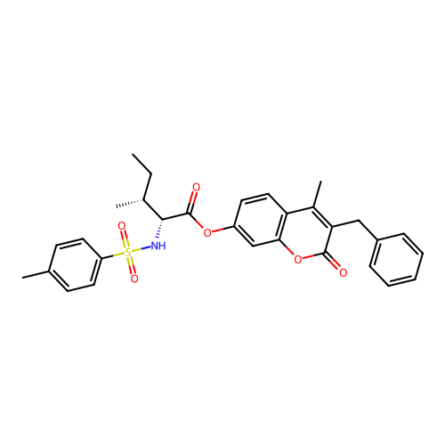 (3-benzyl-4-methyl-2-oxochromen-7-yl) (2R,3R)-3-methyl-2-[(4-methylphenyl)sulfonylamino]pentanoate structure
