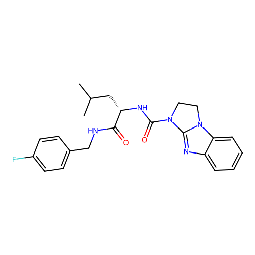 (S)-N-(1-((4-fluorobenzyl)amino)-4-methyl-1-oxopentan-2-yl)-2,3-dihydro-1H-benzo[d]imidazo[1,2-a]imidazole-1-carboxamide structure