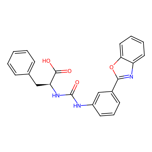 N-{[3-(1,3-benzoxazol-2-yl)phenyl]carbamoyl}-L-phenylalanine structure