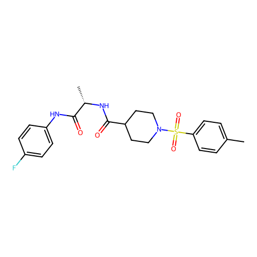 (S)-N-(1-((4-fluorophenyl)amino)-1-oxopropan-2-yl)-1-tosylpiperidine-4-carboxamide structure