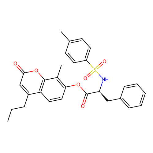 8-methyl-2-oxo-4-propyl-2H-chromen-7-yl N-[(4-methylphenyl)sulfonyl]-L-phenylalaninate structure
