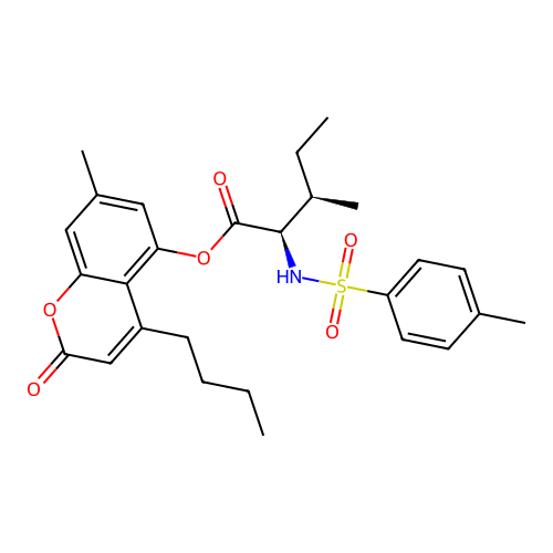 (4-butyl-7-methyl-2-oxochromen-5-yl) (2R,3R)-3-methyl-2-[(4-methylphenyl)sulfonylamino]pentanoate structure