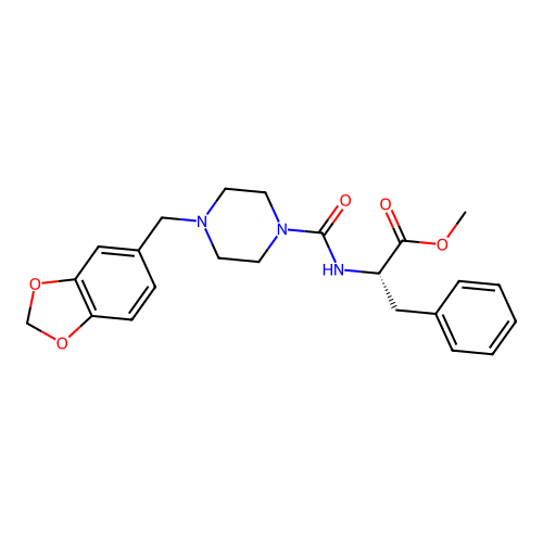 Methyl 2-[[4-(benzo[1,3]dioxol-5-ylmethyl)piperazine-1-carbonyl]amino]-3-phenyl-propanoate structure