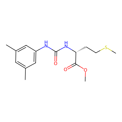 methyl N-[(3,5-dimethylphenyl)carbamoyl]-D-methioninate structure