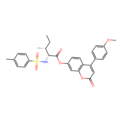 [4-(4-methoxyphenyl)-2-oxochromen-7-yl] (2R,3R)-3-methyl-2-[(4-methylphenyl)sulfonylamino]pentanoate structure