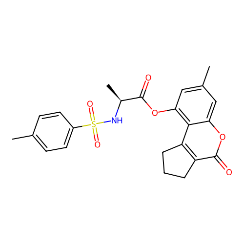 (7-methyl-4-oxo-2,3-dihydro-1H-cyclopenta[c]chromen-9-yl) (2S)-2-[(4-methylphenyl)sulfonylamino]propanoate structure