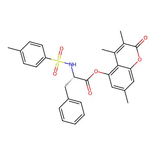 3,4,7-trimethyl-2-oxo-2H-chromen-5-yl N-[(4-methylphenyl)sulfonyl]-L-phenylalaninate structure