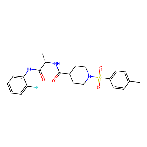 (S)-N-(1-((2-fluorophenyl)amino)-1-oxopropan-2-yl)-1-tosylpiperidine-4-carboxamide structure