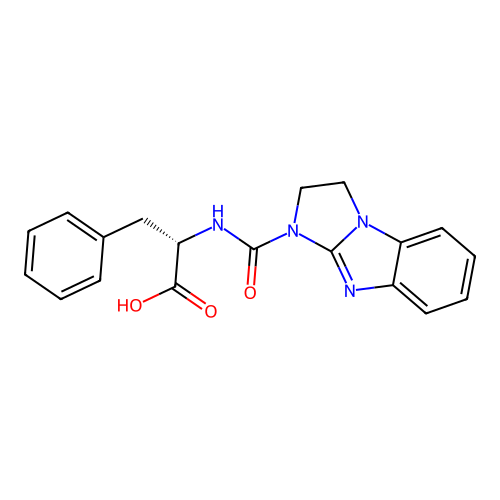 (2S)-2-(1,2-dihydroimidazo[1,2-a]benzimidazole-3-carbonylamino)-3-phenylpropanoic acid structure