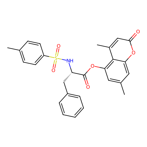 (S)-4,7-dimethyl-2-oxo-2H-chromen-5-yl 2-(4-methylphenylsulfonamido)-3-phenylpropanoate structure