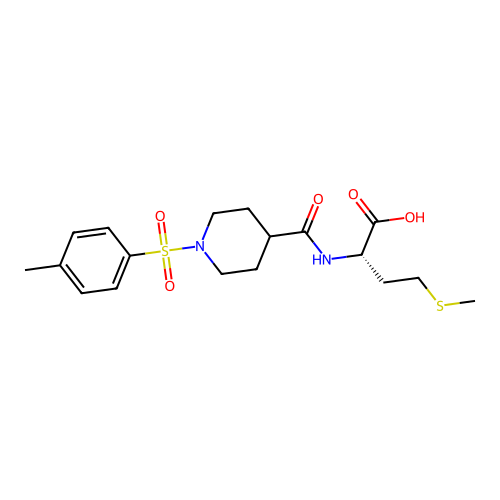 (S)-4-(methylthio)-2-(1-tosylpiperidine-4-carboxamido)butanoic acid structure