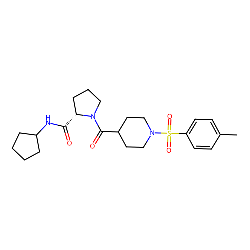 (S)-N-cyclopentyl-1-(1-tosylpiperidine-4-carbonyl)pyrrolidine-2-carboxamide structure