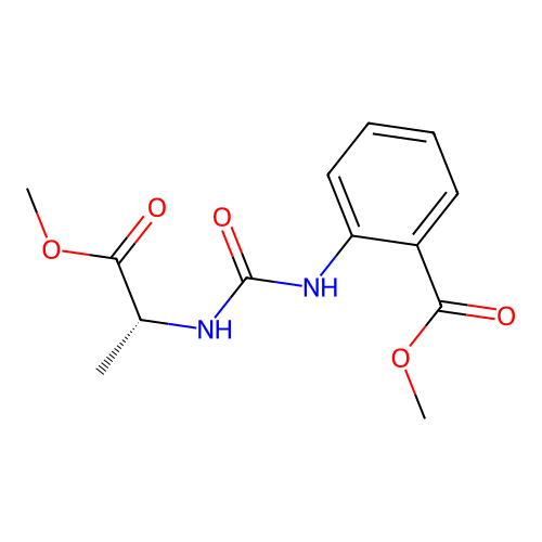 methyl 2-({[(2R)-1-methoxy-1-oxopropan-2-yl]carbamoyl}amino)benzoate structure