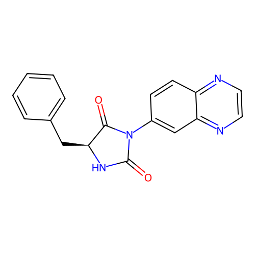 (S)-5-benzyl-3-(quinoxalin-6-yl)imidazolidine-2,4-dione structure