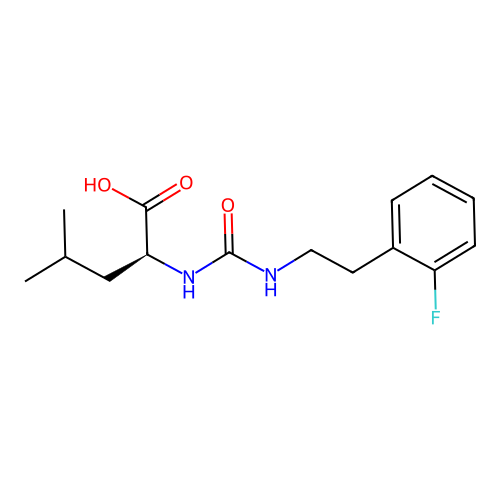N-{[2-(2-fluorophenyl)ethyl]carbamoyl}-L-leucine structure