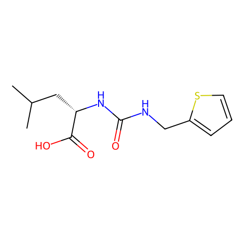 N-[(thiophen-2-ylmethyl)carbamoyl]-L-leucine structure
