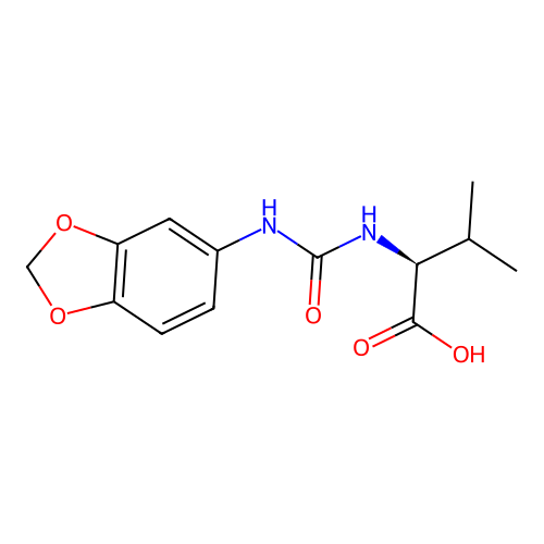 N-(1,3-benzodioxol-5-ylcarbamoyl)-L-valine structure
