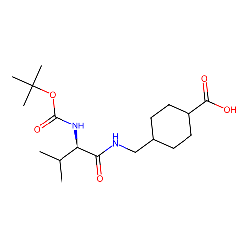 (1R,4r)-4-(((R)-2-((tert-butoxycarbonyl)amino)-3-methylbutanamido)methyl)cyclohexanecarboxylic acid structure