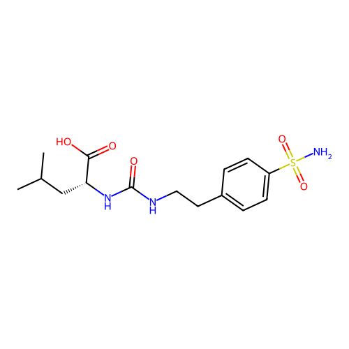 N-{[2-(4-sulfamoylphenyl)ethyl]carbamoyl}-D-leucine structure