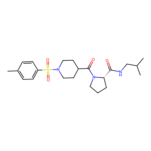 (S)-N-isobutyl-1-(1-tosylpiperidine-4-carbonyl)pyrrolidine-2-carboxamide structure