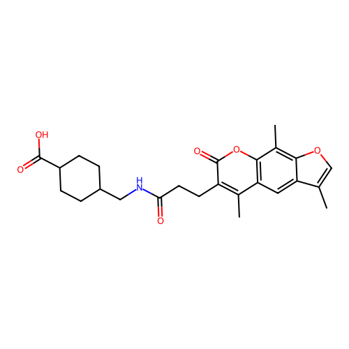 (1r,4r)-4-((3-(3,5,9-trimethyl-7-oxo-7H-furo[3,2-g]chromen-6-yl)propanamido)methyl)cyclohexanecarboxylic acid structure