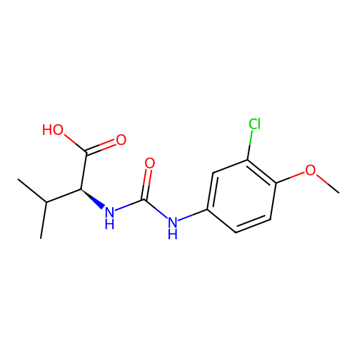 (S)-2-(3-(3-chloro-4-methoxyphenyl)ureido)-3-methylbutanoic acid structure