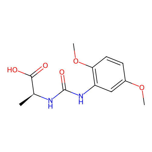 (S)-2-(3-(2,5-dimethoxyphenyl)ureido)propanoic acid structure