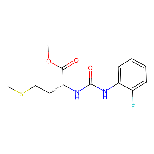 methyl N-[(2-fluorophenyl)carbamoyl]-D-methioninate structure