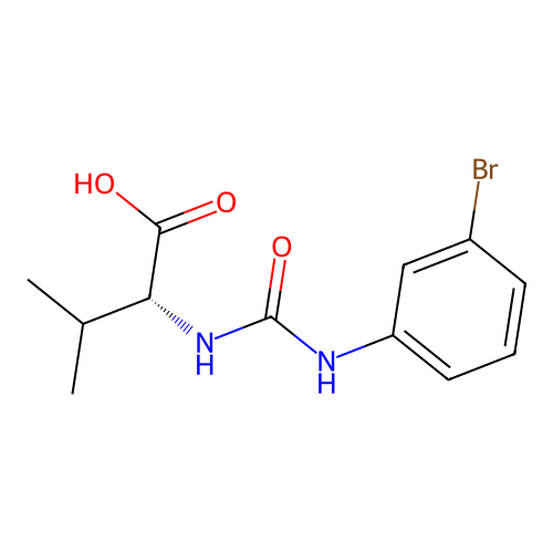 N-[(3-bromophenyl)carbamoyl]-D-valine structure