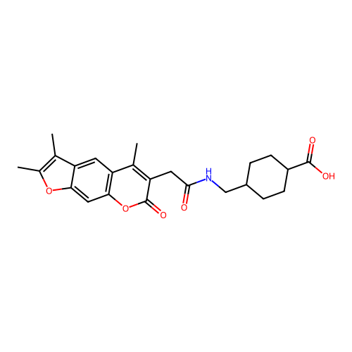 (1s,4s)-4-((2-(2,3,5-trimethyl-7-oxo-7H-furo[3,2-g]chromen-6-yl)acetamido)methyl)cyclohexanecarboxylic acid structure