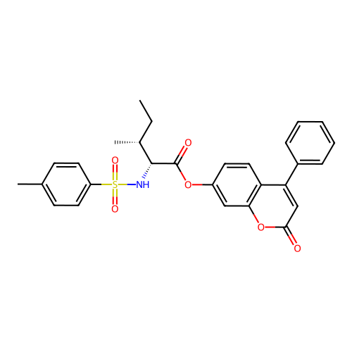 (2-oxo-4-phenylchromen-7-yl) (2R,3R)-3-methyl-2-[(4-methylphenyl)sulfonylamino]pentanoate structure