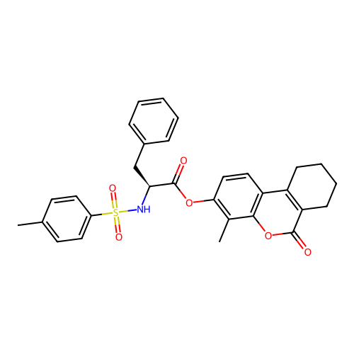 (4-methyl-6-oxo-7,8,9,10-tetrahydrobenzo[c]chromen-3-yl) (2S)-2-[(4-methylphenyl)sulfonylamino]-3-phenylpropanoate structure