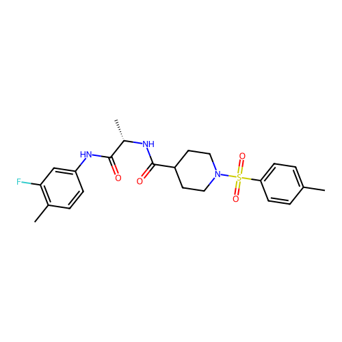 (S)-N-(1-((3-fluoro-4-methylphenyl)amino)-1-oxopropan-2-yl)-1-tosylpiperidine-4-carboxamide structure