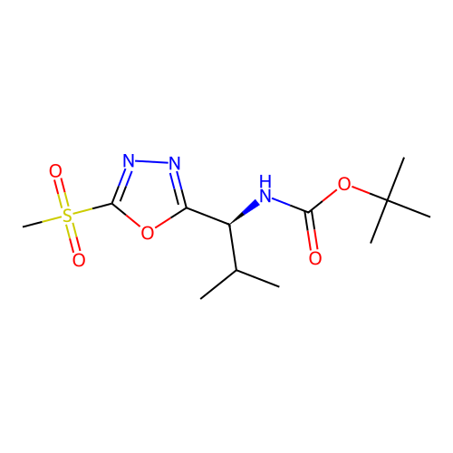 (S)-tert-butyl (2-methyl-1-(5-(methylsulfonyl)-1,3,4-oxadiazol-2-yl)propyl)carbamate structure