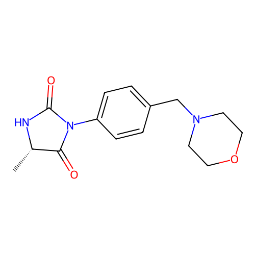 (5S)-5-methyl-3-[4-(morpholin-4-ylmethyl)phenyl]imidazolidine-2,4-dione structure