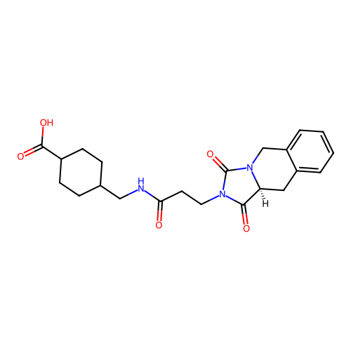 (1S,4r)-4-((3-((S)-1,3-dioxo-10,10a-dihydroimidazo[1,5-b]isoquinolin-2(1H,3H,5H)-yl)propanamido)methyl)cyclohexanecarboxylic acid structure