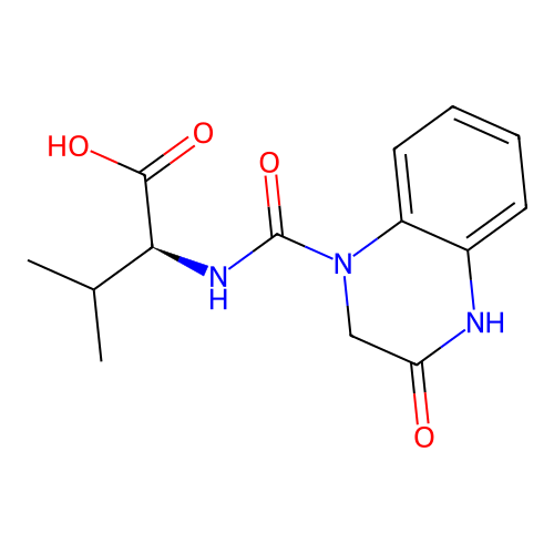 (2S)-3-methyl-2-[(3-oxo-2,4-dihydroquinoxaline-1-carbonyl)amino]butanoic acid structure
