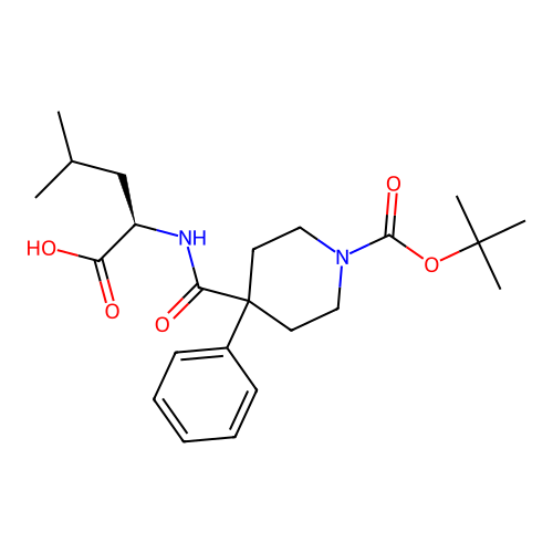 N-{[1-(tert-butoxycarbonyl)-4-phenylpiperidin-4-yl]carbonyl}-D-leucine structure