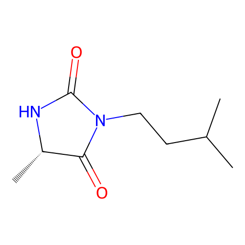 (5S)-5-methyl-3-(3-methylbutyl)imidazolidine-2,4-dione structure