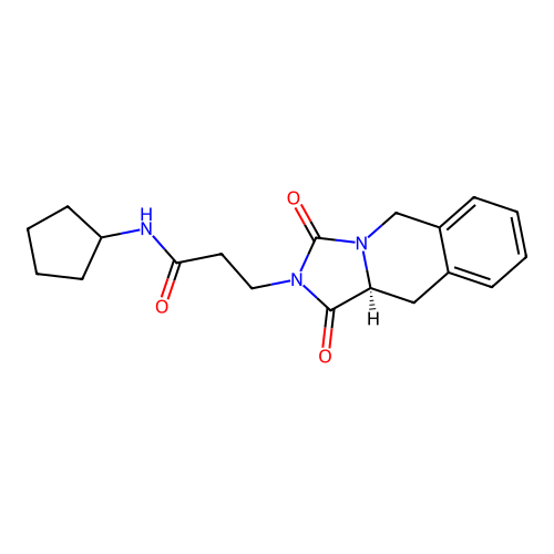 (S)-N-cyclopentyl-3-(1,3-dioxo-10,10a-dihydroimidazo[1,5-b]isoquinolin-2(1H,3H,5H)-yl)propanamide structure