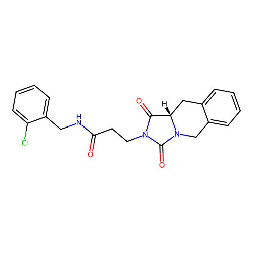 (S)-N-(2-chlorobenzyl)-3-(1,3-dioxo-10,10a-dihydroimidazo[1,5-b]isoquinolin-2(1H,3H,5H)-yl)propanamide structure