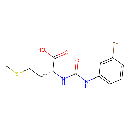 N-[(3-bromophenyl)carbamoyl]-D-methionine structure