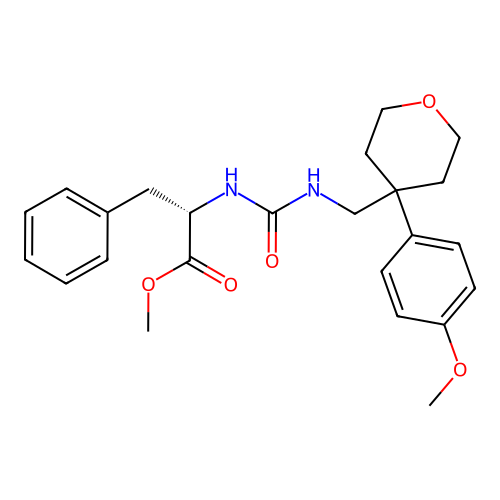 methyl (2S)-2-[[4-(4-methoxyphenyl)oxan-4-yl]methylcarbamoylamino]-3-phenylpropanoate structure