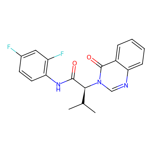 (2S)-N-(2,4-difluorophenyl)-3-methyl-2-(4-oxoquinazolin-3(4H)-yl)butanamide structure