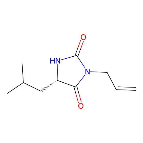 (S)-3-allyl-5-isobutylimidazolidine-2,4-dione structure