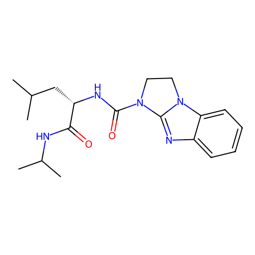(S)-N-(1-(isopropylamino)-4-methyl-1-oxopentan-2-yl)-2,3-dihydro-1H-benzo[d]imidazo[1,2-a]imidazole-1-carboxamide structure
