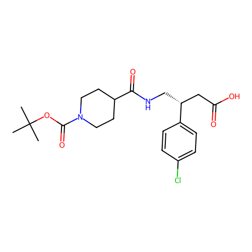 (R)-4-(1-(tert-butoxycarbonyl)piperidine-4-carboxamido)-3-(4-chlorophenyl)butanoic acid structure