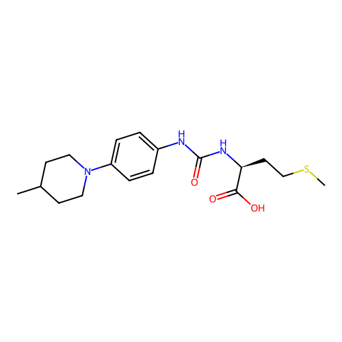 N-{[4-(4-methylpiperidin-1-yl)phenyl]carbamoyl}-L-methionine structure